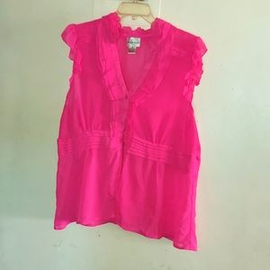 BNWOT Plus Size 3x Sheer Blouse with ruffles really  fabulous